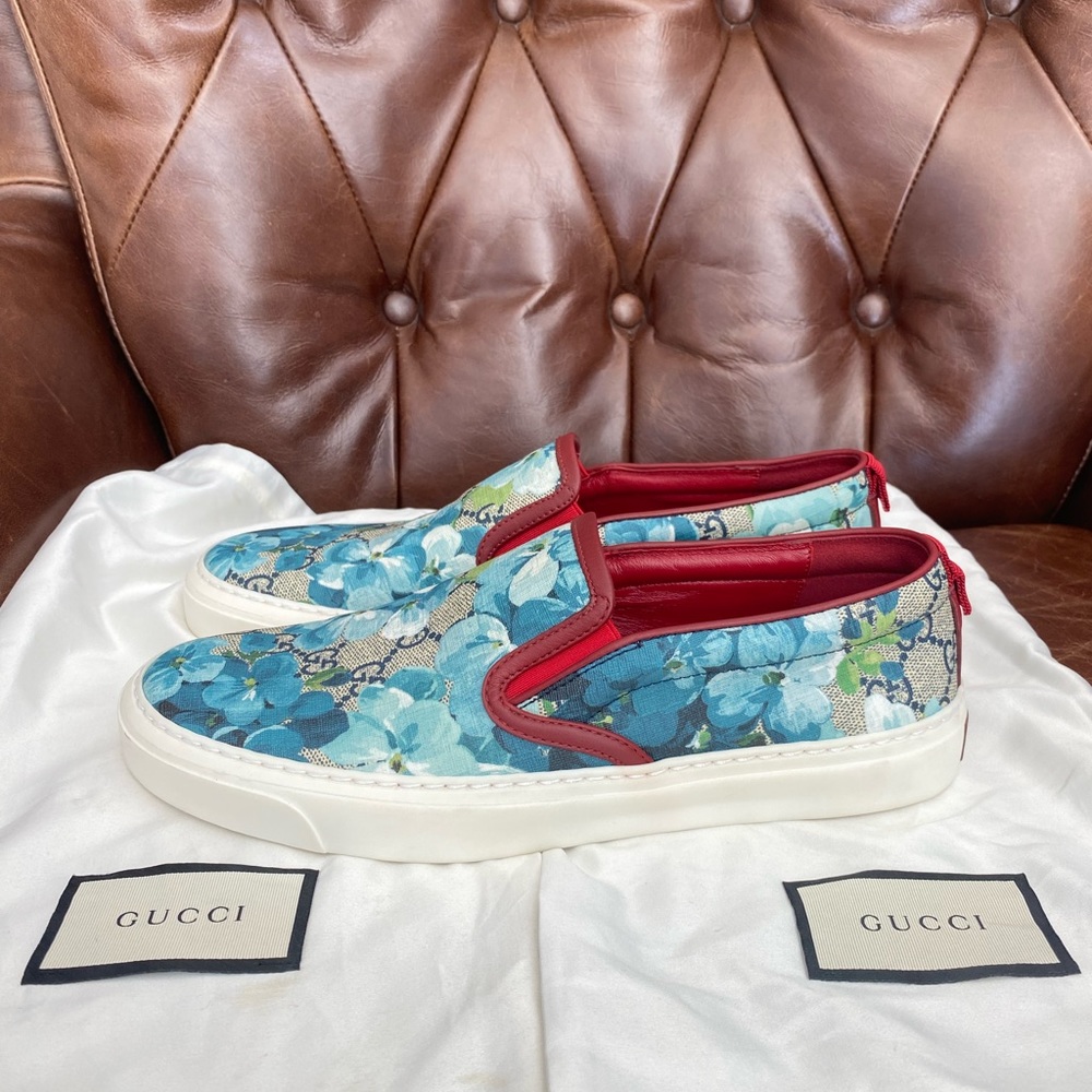 NWOT Gucci GG Supreme Monogram Blooms Womens Slip On Sneakers 38 1/2 - Picture 7 of 9